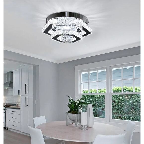 Modern Crystal Ceiling Light Semi Flush Mount Chandelier 11"x11" by CXGLEAMING - Picture 6 of 8